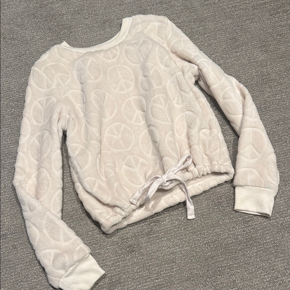 Peace cinch waist white sweater size small - Picture 1 of 3